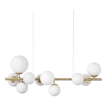 Ideal Lux - Lampadario LED a sospensione con filo PERLAGE 10xG9/3W/230V 81 cm oro/bianco