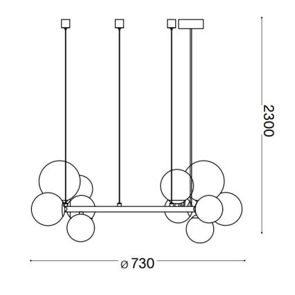 Ideal Lux - Lampadario LED a sospensione con filo PERLAGE 11xG9/3W/230V diametro 73 cm oro/fumé