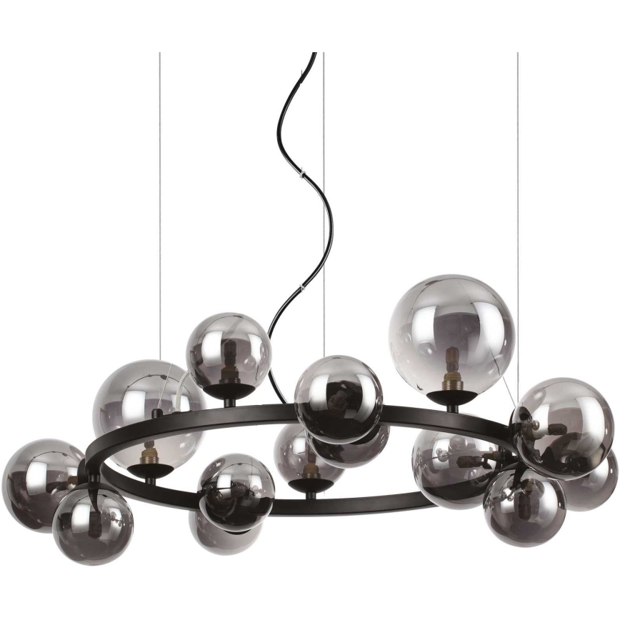 Ideal Lux - Lampadario LED a sospensione con filo PERLAGE 14xG9/3W/230V diametro 85 cm nero/fumé