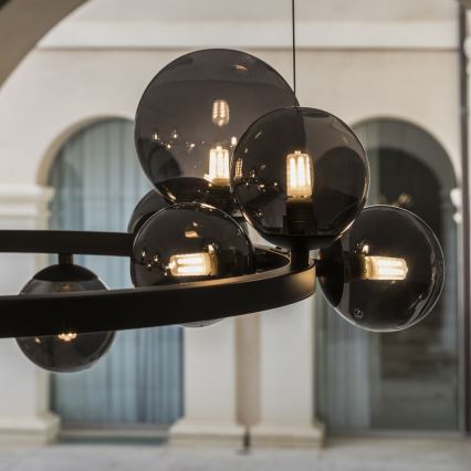 Ideal Lux - Lampadario LED a sospensione con filo PERLAGE 14xG9/3W/230V diametro 85 cm nero/fumé