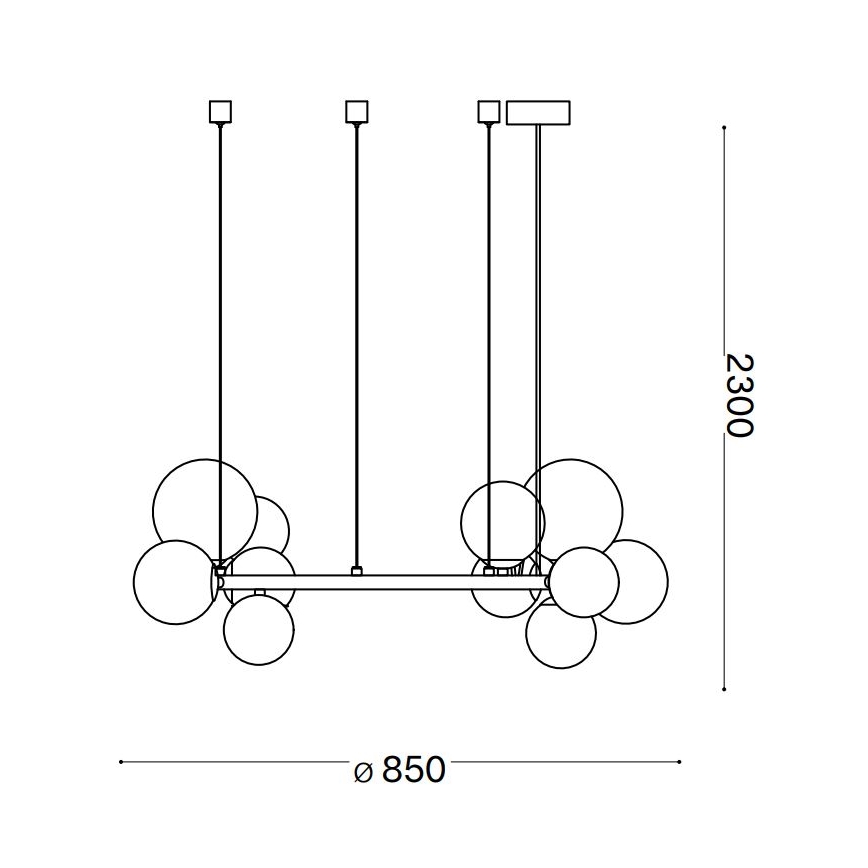 Ideal Lux - Lampadario LED a sospensione con filo PERLAGE 14xG9/3W/230V diametro 85 cm nero/fumé
