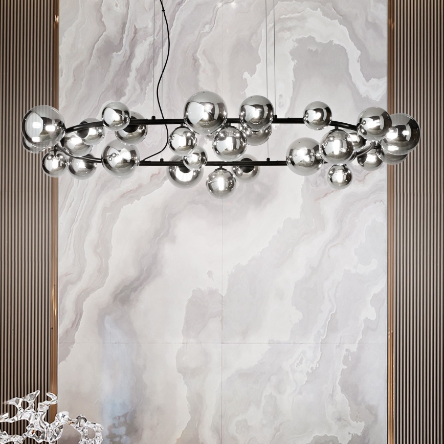 Ideal Lux - Lampadario LED a sospensione con filo PERLAGE 30xG9/3W/230V 143 cm nero/fumé