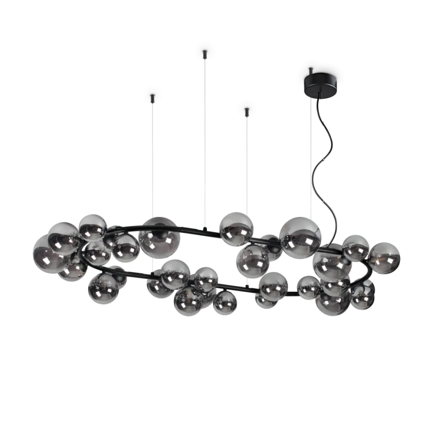 Ideal Lux - Lampadario LED a sospensione con filo PERLAGE 30xG9/3W/230V 143 cm nero/fumé