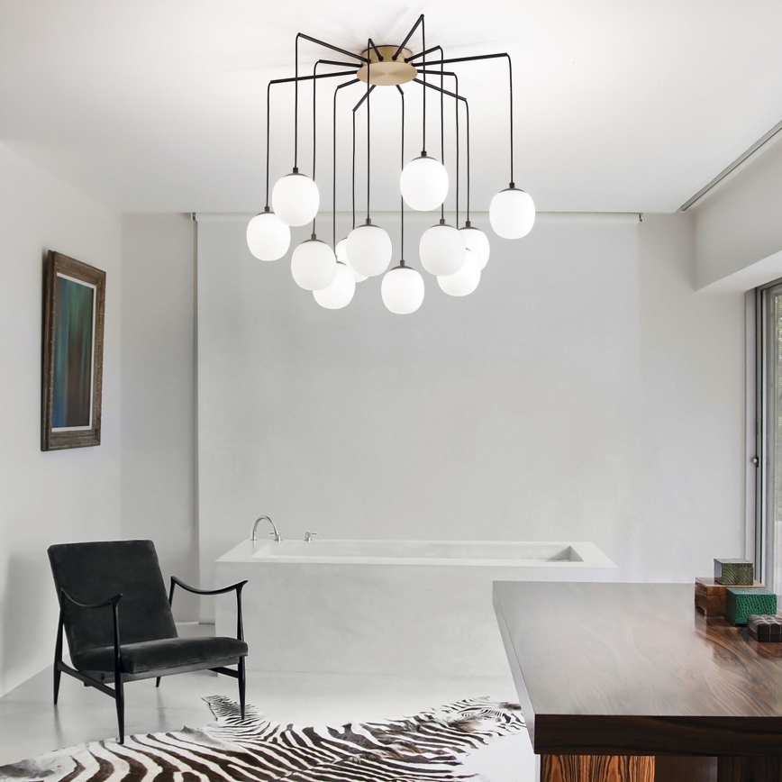 Ideal Lux - Lampadario LED a sospensione con filo RHAPSODY 12xG9/3W/230V ottone