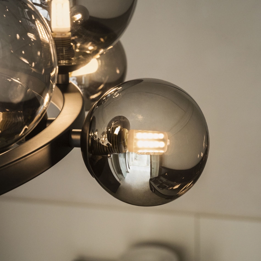 Ideal Lux - Lampadario LED a sospensione su cavi PERLAGE 14xG9/3W/230V Ø 85 cm nero/nero fumé