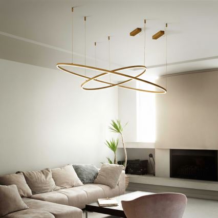 Ideal Lux - Lampadario LED a sospensione con cavo ORACLE SLIM LED/29W/230V 3000K CRI 90 Ø 50 cm dorato