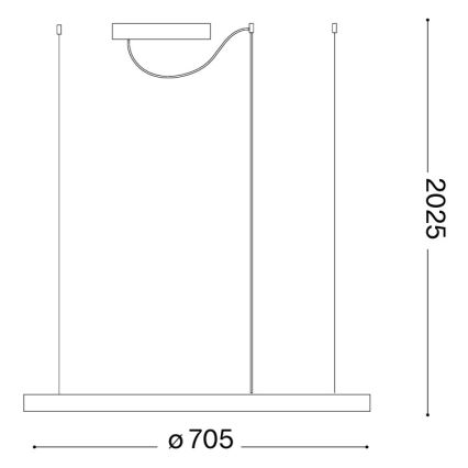 Ideal Lux - Lampadario LED a cavo ORACLE SLIM LED/37W/230V 3000K CRI 90 diam. 70 cm dorato