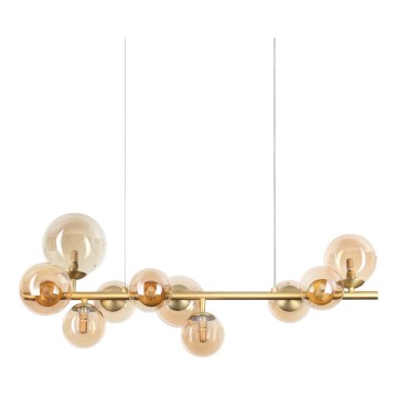 Ideal Lux - Lampadario LED sospeso su cavo PERLAGE 10xG9/3W/230V 81 cm dorato/beige fumé
