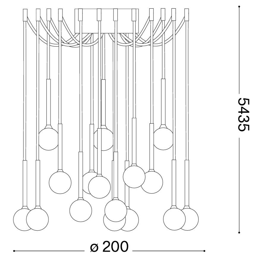 Ideal Lux - Lampadario LED su cavo LUCCIOLA 16xLED/16W/230V CRI 90 a ragno nero