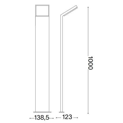 Ideal Lux - Lampe extérieure STYLE LED/8,5W/230V 4000K 100 cm CRI 90 IP54 anthracite