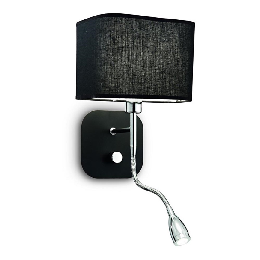 Ideal Lux - Lampe flexible LED 1xE14/40W/230V + LED/1W/230V noir