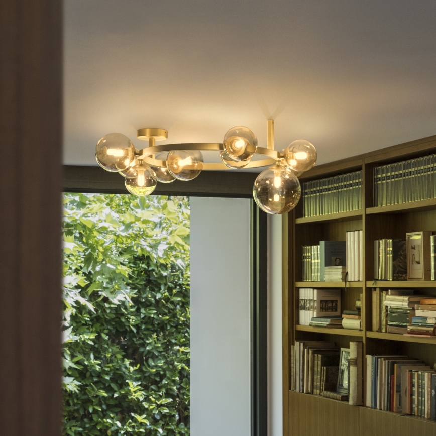 Ideal Lux - LED-Deckenleuchte PERLAGE 10xG9/3W/230V Ø 70 cm gold/rauchbeige