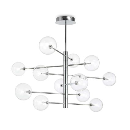 Ideal Lux - LED-Deckenleuchte an Stange EQUINOXE 12xG4/2W/230V d 124 cm glänzendes Chrom/klar