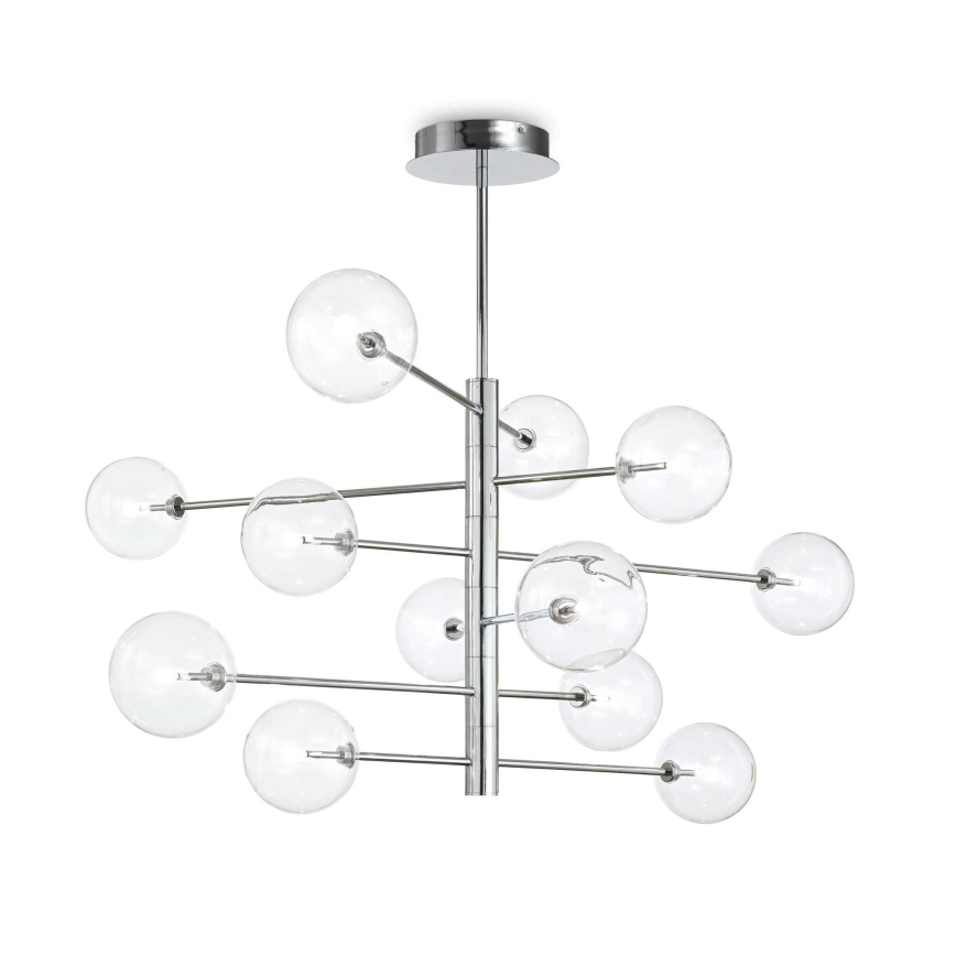 Ideal Lux - LED-Deckenleuchte an Stange EQUINOXE 12xG4/2W/230V d 124 cm glänzendes Chrom/klar