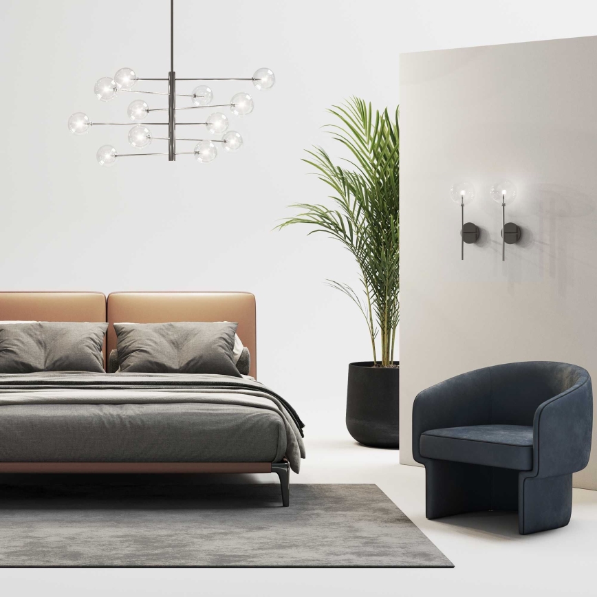 Ideal Lux - LED-Deckenleuchte an Stange EQUINOXE 12xG4/2W/230V d 124 cm glänzendes Chrom/klar