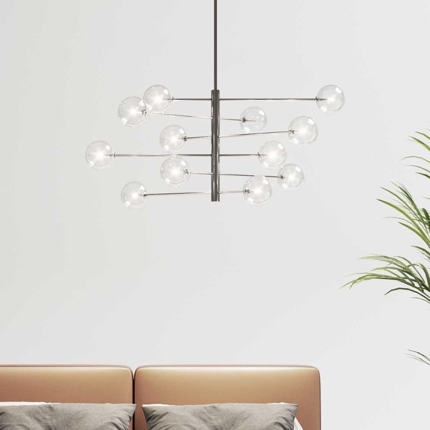 Ideal Lux - LED-Deckenleuchte an Stange EQUINOXE 12xG4/2W/230V d 124 cm glänzendes Chrom/klar