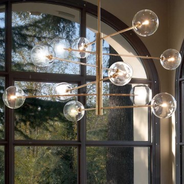 Ideal Lux - LED-Deckenleuchte an Stange EQUINOXE 12xG4/2W/230V d 124 cm Messing/klar