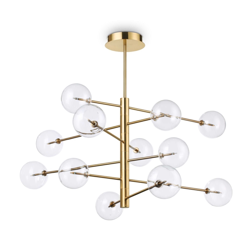 Ideal Lux - LED-Deckenleuchte an Stange EQUINOXE 12xG4/2W/230V d 124 cm Messing/klar