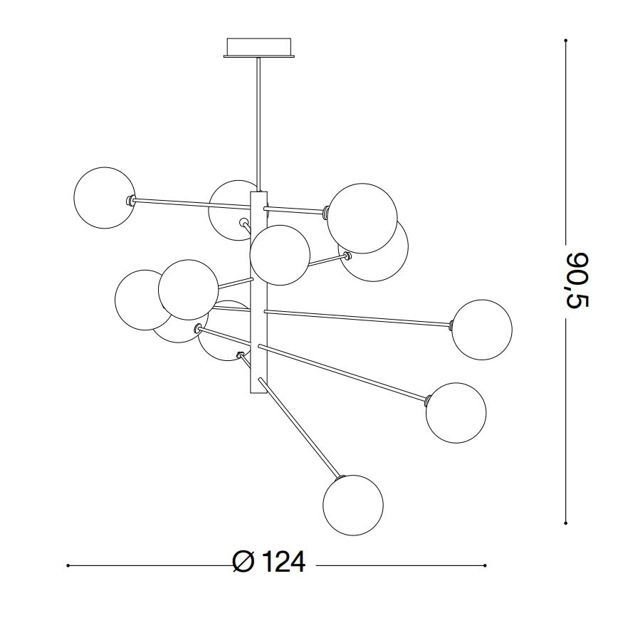 Ideal Lux - LED-Deckenleuchte an Stange EQUINOXE 12xG4/2W/230V d 124 cm Messing/klar