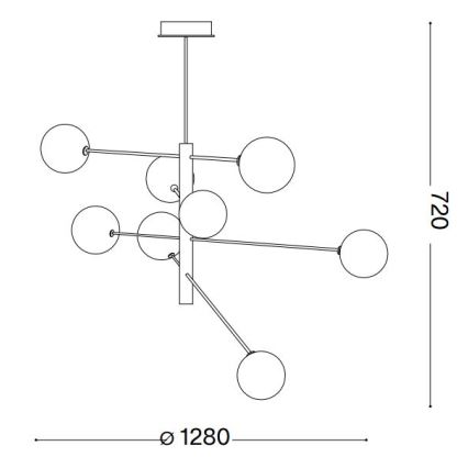 Ideal Lux - LED-Deckenleuchte an Stange EQUINOXE 8xG4/2W/230V d 128 cm Messing/rauchig