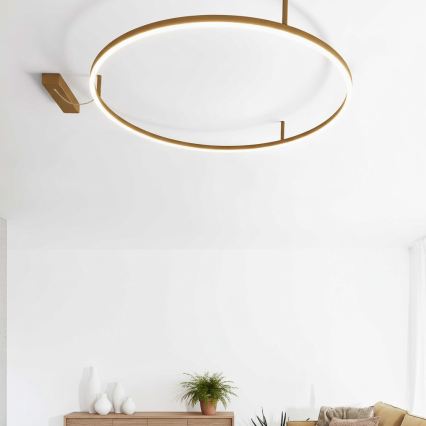 Ideal Lux - ORACLE SLIM LED-Deckenleuchte, 37 W, 230 V, 4000 K, CRI 90, Ø 70 cm, goldfarben