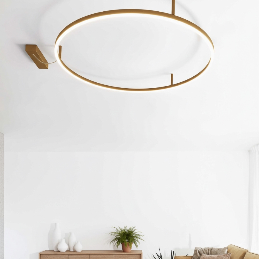 Ideal Lux - ORACLE SLIM LED-Deckenleuchte, 37 W, 230 V, 4000 K, CRI 90, Ø 70 cm, goldfarben