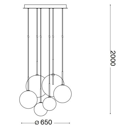 Ideal Lux - LED-Hängeleuchte EQUINOXE 6xG4/2W/230V d 65 cm Messing/klar
