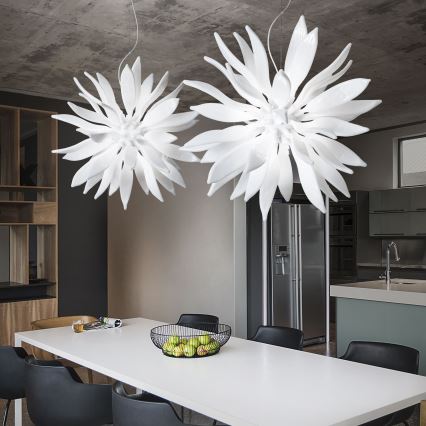 Ideal Lux - LED-Hängeleuchte LEAVES 8xG9/3W/230V d 63 cm weiß