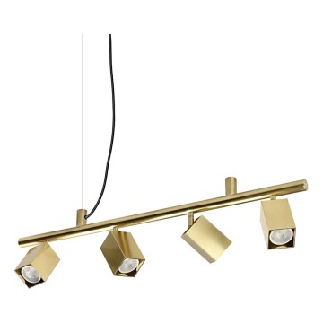 Ideal Lux - LED-Hängeleuchte mit Stahlseilaufhängung DYNAMITE 4xGU10/7W/230V CRI 90 Messing