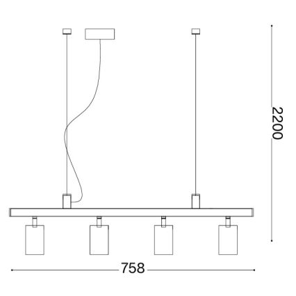 Ideal Lux - LED-Hängeleuchte mit Stahlseilaufhängung DYNAMITE 4xGU10/7W/230V CRI 90 Messing