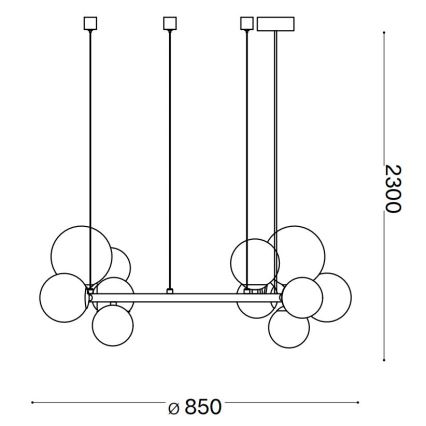 Ideal Lux - LED-Hängeleuchte PERLAGE 14xG9/3W/230V d 85 cm golden/rauchig