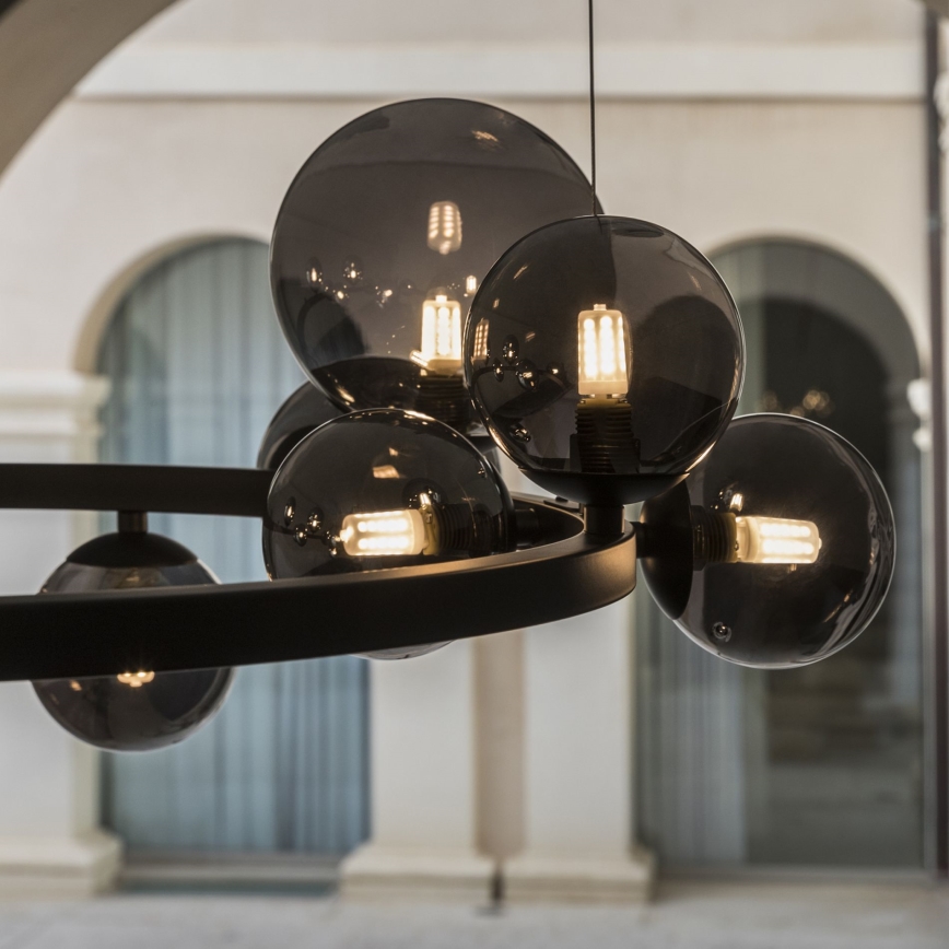 Ideal Lux - LED-Hängeleuchte PERLAGE 14xG9/3W/230V d 85 cm schwarz/rauchig