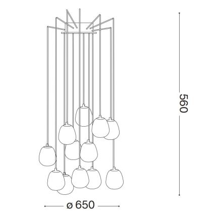 Ideal Lux - LED-Hängeleuchte RHAPSODY 12xG9/3W/230V Messing