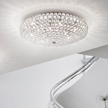Ideal Lux - LED-Kristall-Deckenleuchte KING 9xG9/3W/230V d 53,5 cm glänzendes Chrom