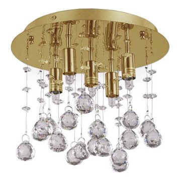 Ideal Lux - LED-Kristall-Deckenleuchte MOONLIGHT 5xG9/3W/230V d 26 cm golden