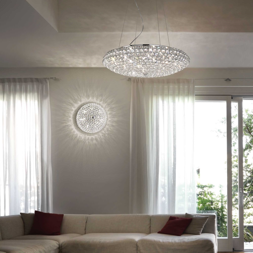 Ideal Lux - LED-Kristall-Kronleuchter an Aufhängung KING 7xG9/3W/230V d 46 cm glänzendes Chrom