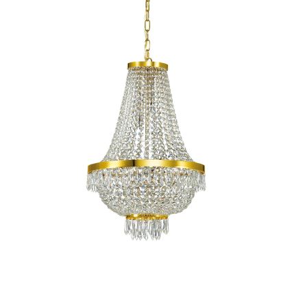 Ideal Lux - LED-Kristallkronleuchter an Kette CAESAR 9xG9/3W/230V d 45 cm golden