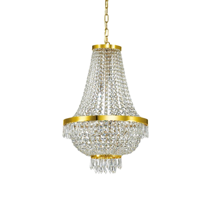 Ideal Lux - LED-Kristallkronleuchter an Kette CAESAR 9xG9/3W/230V d 45 cm golden