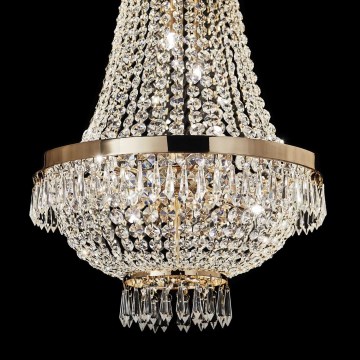 Ideal Lux - LED-Kristallkronleuchter an Kette CAESAR 9xG9/3W/230V Ø 45 cm goldfarben