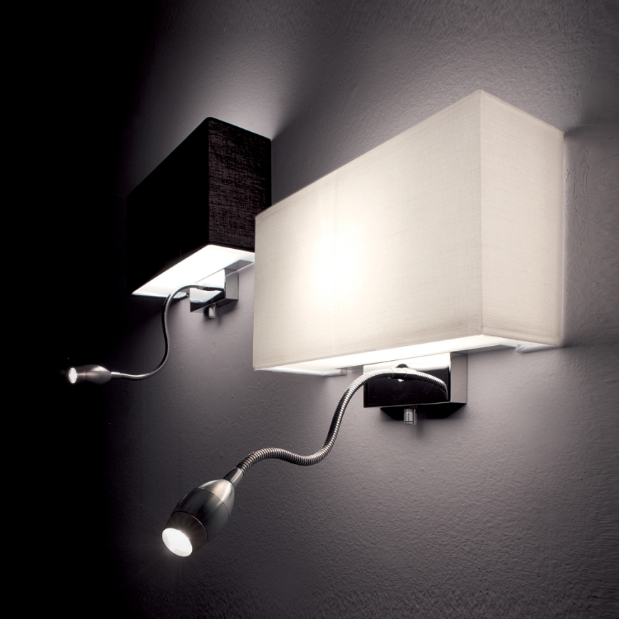 Ideal Lux - LED Lampada flessibile da muro HOTEL 1xE27/60W + LED/1,5W/230V