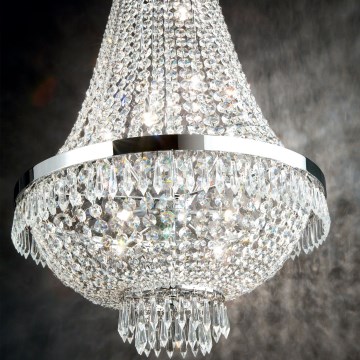 Ideal Lux - LED Lampadario di cristallo a sospensione con catena CAESAR 6xG9/3W/230V diametro 38 cm cromo lucido
