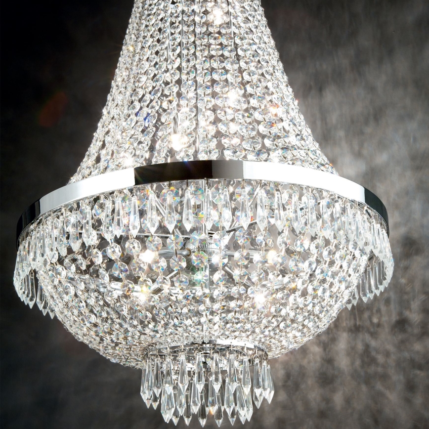 Ideal Lux - LED Lampadario di cristallo a sospensione con catena CAESAR 6xG9/3W/230V diametro 38 cm cromo lucido
