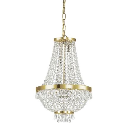 Ideal Lux - LED Lampadario di cristallo a sospensione con catena CAESAR 6xG9/3W/230V diametro 38 cm oro