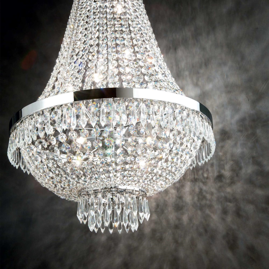 Ideal Lux - LED Lampadario di cristallo a sospensione con catena CAESAR 9xG9/3W/230V diametro 45 cm cromo lucido