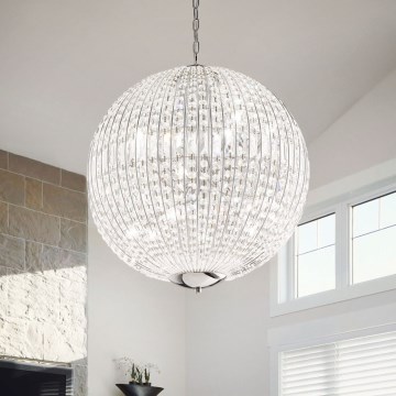Ideal Lux - LED Lampadario di cristallo a sospensione con catena LUXOR 8xG9/3W/230V diametro 50 cm limpido