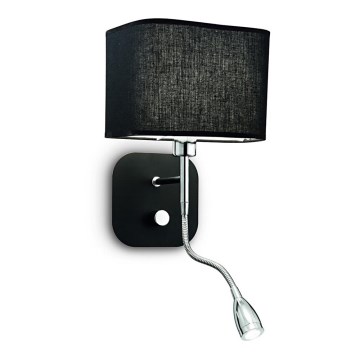 Ideal Lux - LED Luce flessibile 1xE14/40W/230V + LED/1W/230V nero