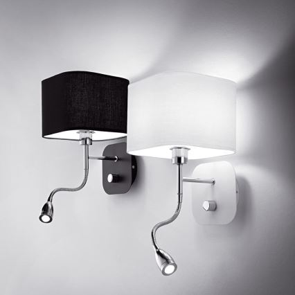 Ideal Lux - LED Luce flessibile 1xE14/40W/230V + LED/1W/230V nero