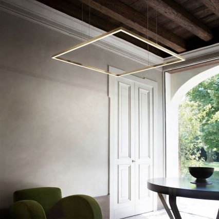 Ideal Lux - LED-Pendelleuchte an Seil ORACLE SLIM LED/44W/230V 3000K CRI 90 70x70 cm goldfarben