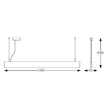Ideal Lux - LED-Pendelleuchte an Stahlseil STEEL LED/29W/230V 3000K CRI 90 120 cm schwarz