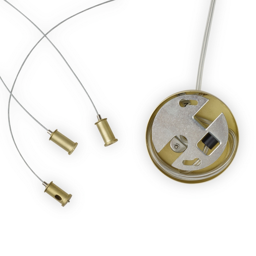 Ideal Lux - LED-Pendelleuchte an Stahlseilen PERLAGE 25xG9/3W/230V 110 cm gold/rauchbeige